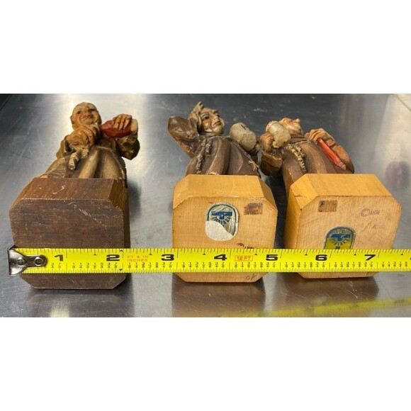 Vintage ANRI Signed Wooden Monks Friars: Rosary, Beer Mug & Violin –Italy HTF - Picture 10 of 10